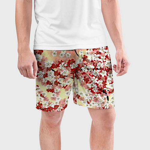 Мужские спортивные шорты Цветущая весна / 3D-принт – фото 3