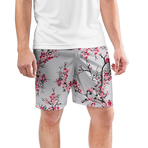 Мужские спортивные шорты Цветущие ветви / 3D-принт – фото 3