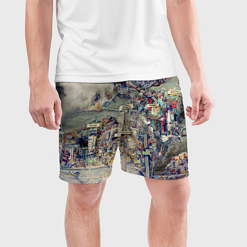 Мужские спортивные шорты Fallout - city / 3D-принт – фото 3