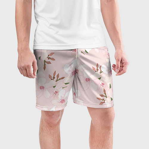 Мужские спортивные шорты Розовые цветы весны / 3D-принт – фото 3