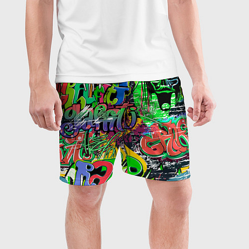 Мужские спортивные шорты Граффити с черепами / 3D-принт – фото 3