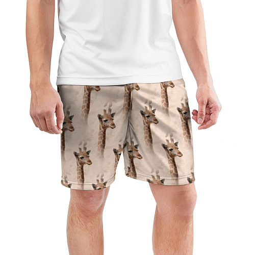 Мужские спортивные шорты Голова жирафа паттерн / 3D-принт – фото 3