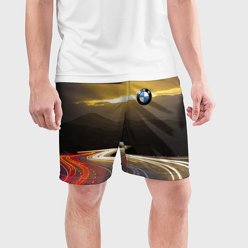 Мужские спортивные шорты BMW Night route / 3D-принт – фото 3