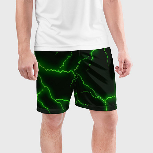 Мужские спортивные шорты Разряд молнии: Green / 3D-принт – фото 3