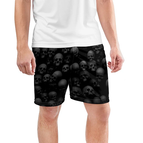 Мужские спортивные шорты Черепа на черном фоне паттерн / 3D-принт – фото 3