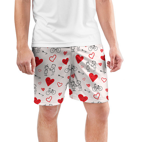 Мужские спортивные шорты Романтические сердечки / 3D-принт – фото 3