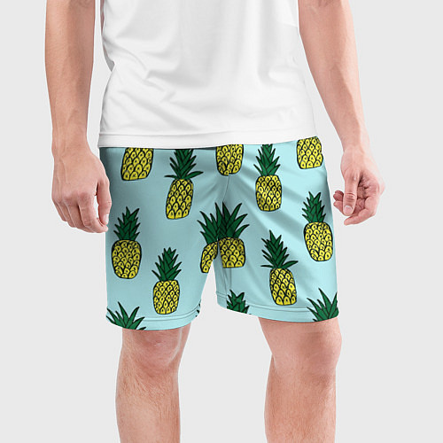 Мужские спортивные шорты Рисунок ананасов / 3D-принт – фото 3