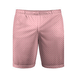 Шорты спортивные мужские Вязаный простой узор косичка Три оттенка розового, цвет: 3D-принт