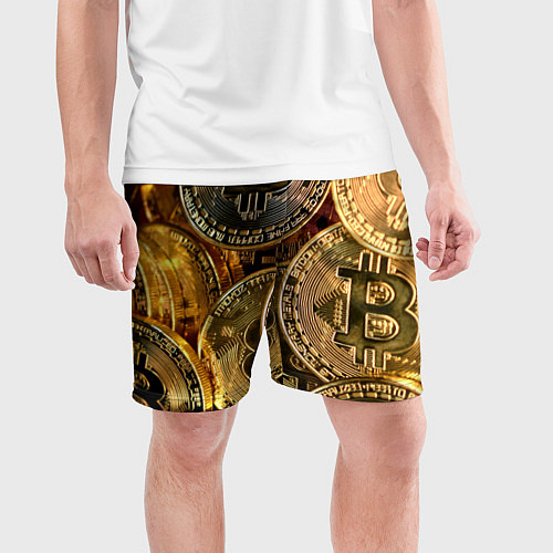 Мужские спортивные шорты Биткойны / 3D-принт – фото 3