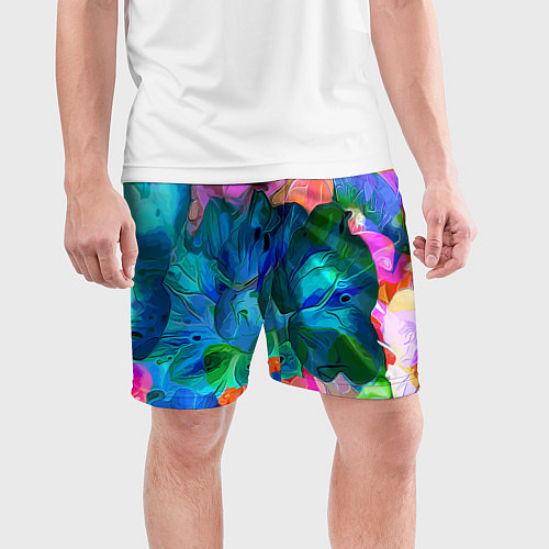 Мужские спортивные шорты Красочный цветочный паттерн / 3D-принт – фото 3