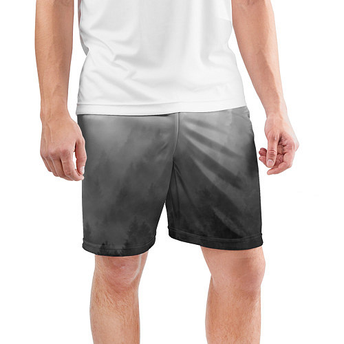 Мужские спортивные шорты Темный лес - туман / 3D-принт – фото 3