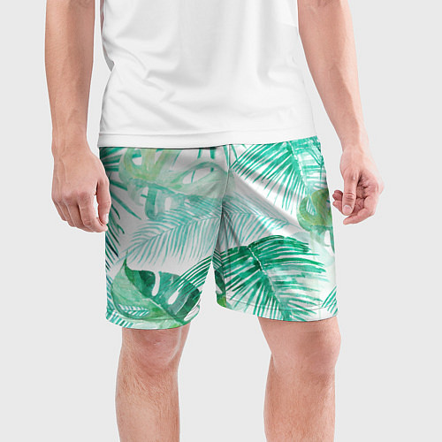 Мужские спортивные шорты Цветы Тропическая Акварель / 3D-принт – фото 3