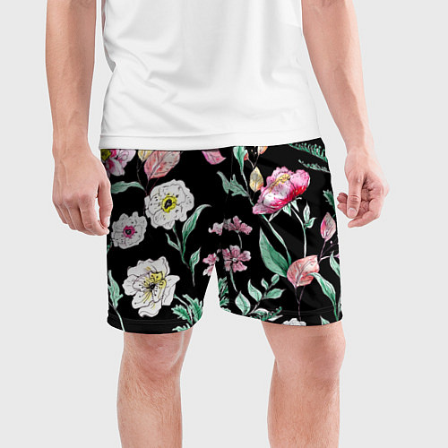 Мужские спортивные шорты Цветы Нарисованные от Руки / 3D-принт – фото 3