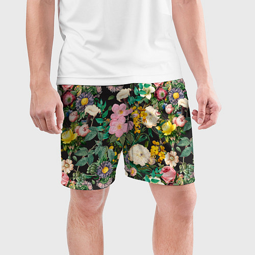 Мужские спортивные шорты Паттерн из летних цветов Summer Flowers Pattern / 3D-принт – фото 3