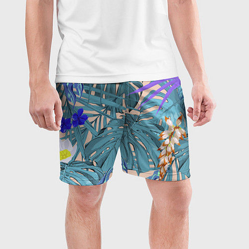 Мужские спортивные шорты Цветы Цветущие Тропики / 3D-принт – фото 3