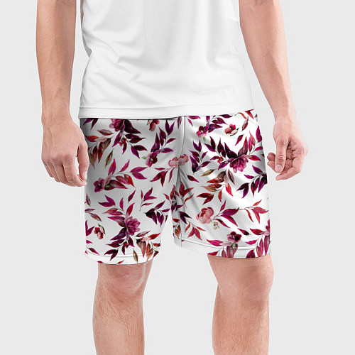Мужские спортивные шорты Цветы Летние Розовые / 3D-принт – фото 3