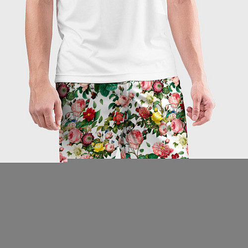 Мужские спортивные шорты Узор из летних роз Summer Roses Pattern / 3D-принт – фото 3