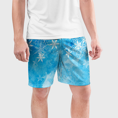 Мужские спортивные шорты Новогодние снежинки / 3D-принт – фото 3
