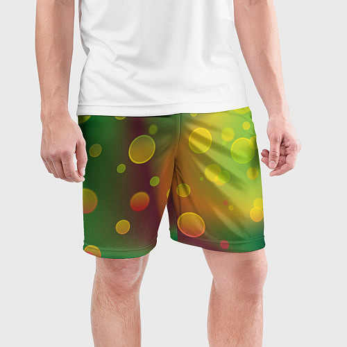 Мужские спортивные шорты Кружочки на разноцветном фоне / 3D-принт – фото 3