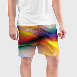 Шорты спортивные мужские Абстрактные линии разных цветов, цвет: 3D-принт — фото 2