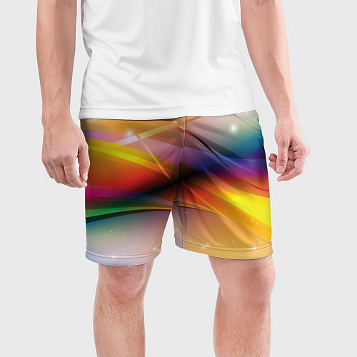 Мужские спортивные шорты Абстрактные линии разных цветов / 3D-принт – фото 3