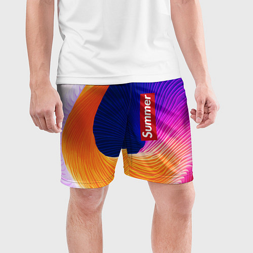 Мужские спортивные шорты Цветная волна Summer / 3D-принт – фото 3