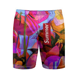 Шорты спортивные мужские Красочный летний цветочный паттерн Summer color pa, цвет: 3D-принт