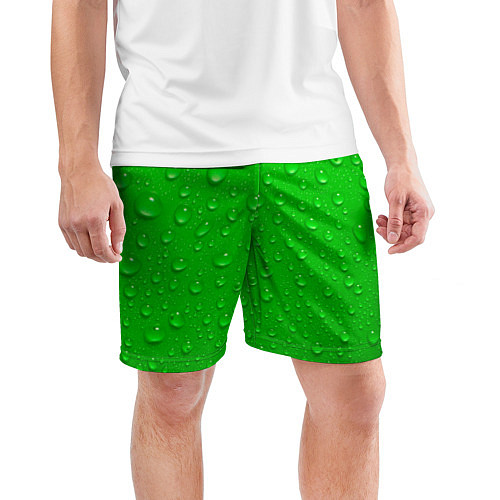 Мужские спортивные шорты Зеленый фон с росой / 3D-принт – фото 3