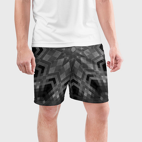 Мужские спортивные шорты Серый геометрический орнамент-калейдоскоп / 3D-принт – фото 3