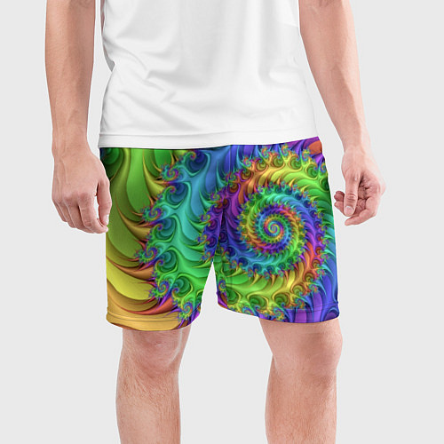 Мужские спортивные шорты Красочная фрактальная спираль Узор Colorful fracta / 3D-принт – фото 3