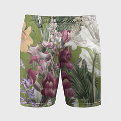 Шорты спортивные мужские Цветы Ностальгический Весенний Узор, цвет: 3D-принт