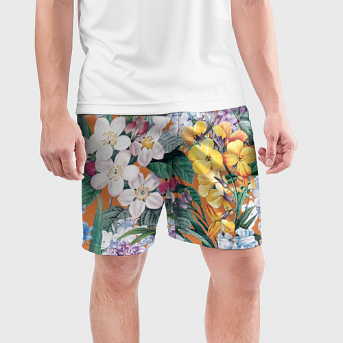 Мужские спортивные шорты Цветы Красочный Лакфиоль / 3D-принт – фото 3