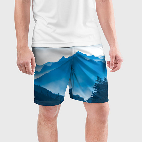 Мужские спортивные шорты Горы Лес / 3D-принт – фото 3