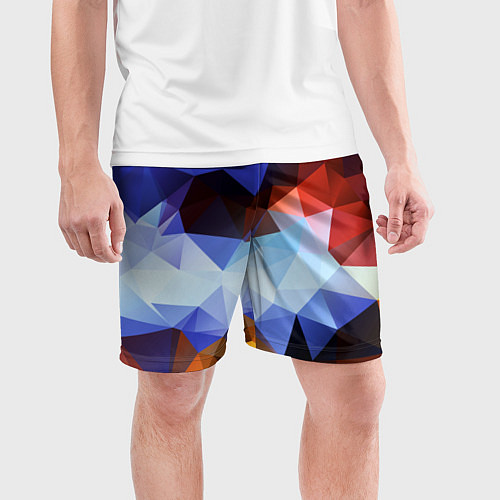 Мужские спортивные шорты Абстрактный цветной узор из треугольников Abstract / 3D-принт – фото 3
