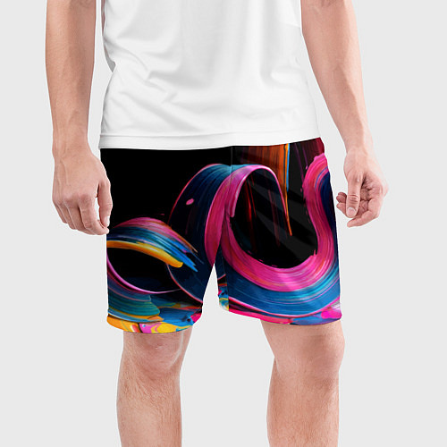 Мужские спортивные шорты Разноцветный мазки краски Абстракция Multicolored / 3D-принт – фото 3
