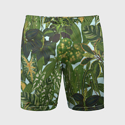 Шорты спортивные мужские Зеленые Тропические Растения, цвет: 3D-принт