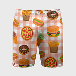 Мужские спортивные шорты PIZZA DONUT BURGER FRIES ICE CREAM pattern