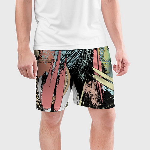 Мужские спортивные шорты Абстрактные мазки цветной краской abstraction / 3D-принт – фото 3