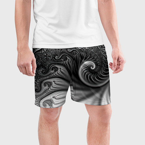 Мужские спортивные шорты Футуристический фрактальный абстрактный паттерн Fu / 3D-принт – фото 3