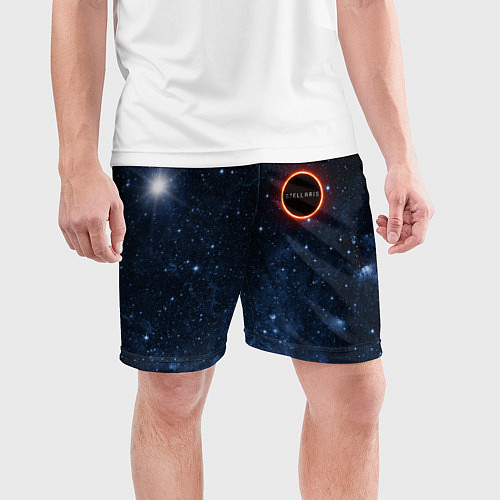 Мужские спортивные шорты Stellaris Black Hole Logo / 3D-принт – фото 3