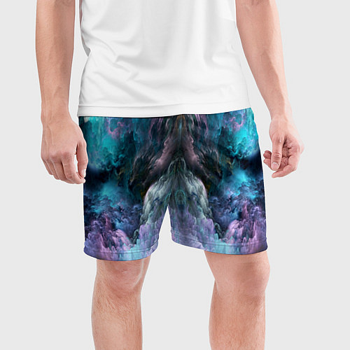 Мужские спортивные шорты Облака неонового цвета Neon colored clouds / 3D-принт – фото 3