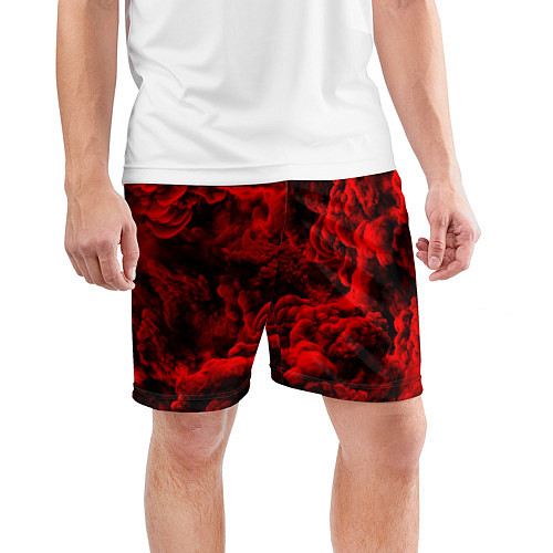 Мужские спортивные шорты Красный дым Red Smoke Красные облака / 3D-принт – фото 3