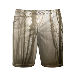 Мужские спортивные шорты Туманный лес на восходе