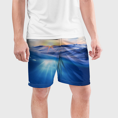 Мужские спортивные шорты Грань между небом и водой / 3D-принт – фото 3