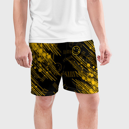 Мужские спортивные шорты Nirvana смайл / 3D-принт – фото 3