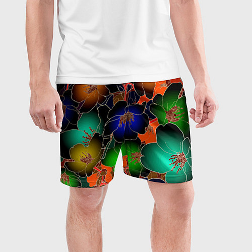 Мужские спортивные шорты Vanguard floral pattern Summer night Fashion trend / 3D-принт – фото 3