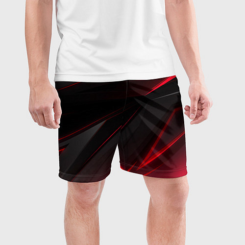 Мужские спортивные шорты Красно-черный фон / 3D-принт – фото 3