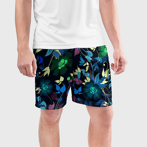 Мужские спортивные шорты Color summer night Floral pattern / 3D-принт – фото 3