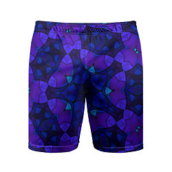 Шорты спортивные мужские Калейдоскоп -геометрический сине-фиолетовый узор, цвет: 3D-принт