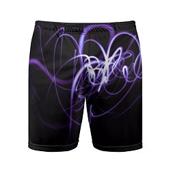 Шорты спортивные мужские Неоновый узор - Фиолетовый, цвет: 3D-принт